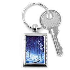 Landscape Outdoors Greeting Card Snow Forest Woods Nature Path Trail Santa s Village Key Chain (rectangle) by Posterlux