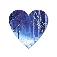 Landscape Outdoors Greeting Card Snow Forest Woods Nature Path Trail Santa s Village Heart Magnet by Posterlux