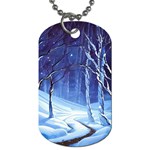 Landscape Outdoors Greeting Card Snow Forest Woods Nature Path Trail Santa s Village Dog Tag (One Side) Front