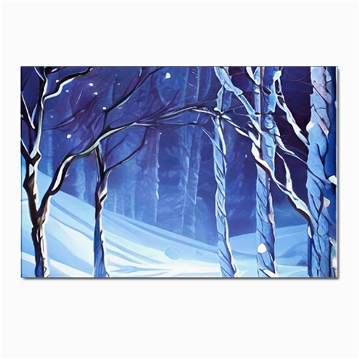 Landscape Outdoors Greeting Card Snow Forest Woods Nature Path Trail Santa s Village Postcard 4 x 6  (Pkg of 10)