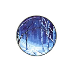 Landscape Outdoors Greeting Card Snow Forest Woods Nature Path Trail Santa s Village Hat Clip Ball Marker by Posterlux