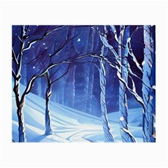 Landscape Outdoors Greeting Card Snow Forest Woods Nature Path Trail Santa s Village Small Glasses Cloth by Posterlux