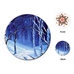 Landscape Outdoors Greeting Card Snow Forest Woods Nature Path Trail Santa s Village Playing Cards Single Design (Round) Front