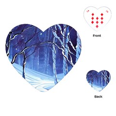 Landscape Outdoors Greeting Card Snow Forest Woods Nature Path Trail Santa s Village Playing Cards Single Design (heart) by Posterlux