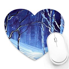 Landscape Outdoors Greeting Card Snow Forest Woods Nature Path Trail Santa s Village Heart Mousepad by Posterlux