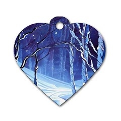 Landscape Outdoors Greeting Card Snow Forest Woods Nature Path Trail Santa s Village Dog Tag Heart (two Sides) by Posterlux