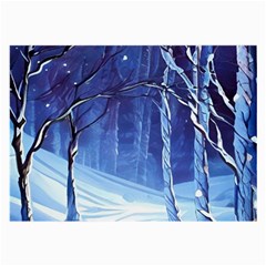 Landscape Outdoors Greeting Card Snow Forest Woods Nature Path Trail Santa s Village Large Glasses Cloth (2 Sides) by Posterlux