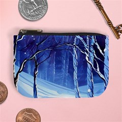 Landscape Outdoors Greeting Card Snow Forest Woods Nature Path Trail Santa s Village Mini Coin Purse by Posterlux