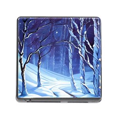 Landscape Outdoors Greeting Card Snow Forest Woods Nature Path Trail Santa s Village Memory Card Reader (square 5 Slot) by Posterlux