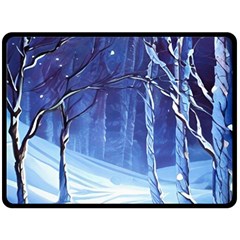 Landscape Outdoors Greeting Card Snow Forest Woods Nature Path Trail Santa s Village Fleece Blanket (large) by Posterlux