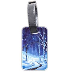 Landscape Outdoors Greeting Card Snow Forest Woods Nature Path Trail Santa s Village Luggage Tag (two Sides) by Posterlux