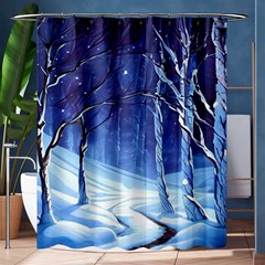 Landscape Outdoors Greeting Card Snow Forest Woods Nature Path Trail Santa s Village Shower Curtain 60  X 72  (medium)  by Posterlux