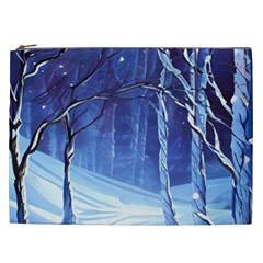 Landscape Outdoors Greeting Card Snow Forest Woods Nature Path Trail Santa s Village Cosmetic Bag (xxl) by Posterlux