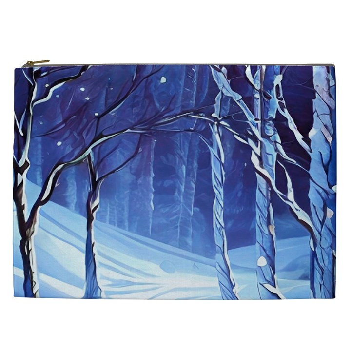 Landscape Outdoors Greeting Card Snow Forest Woods Nature Path Trail Santa s Village Cosmetic Bag (XXL)