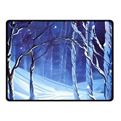 Landscape Outdoors Greeting Card Snow Forest Woods Nature Path Trail Santa s Village Two Sides Fleece Blanket (small) by Posterlux