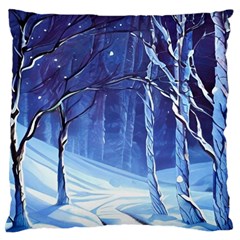 Landscape Outdoors Greeting Card Snow Forest Woods Nature Path Trail Santa s Village Standard Premium Plush Fleece Cushion Case (one Side) by Posterlux