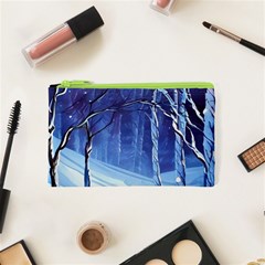 Landscape Outdoors Greeting Card Snow Forest Woods Nature Path Trail Santa s Village Cosmetic Bag (xs) by Posterlux