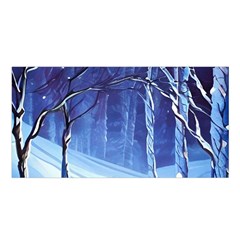 Landscape Outdoors Greeting Card Snow Forest Woods Nature Path Trail Santa s Village Satin Shawl 45  X 80  by Posterlux