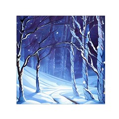 Landscape Outdoors Greeting Card Snow Forest Woods Nature Path Trail Santa s Village Square Satin Scarf (30  X 30 ) by Posterlux