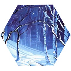 Landscape Outdoors Greeting Card Snow Forest Woods Nature Path Trail Santa s Village Wooden Puzzle Hexagon by Posterlux