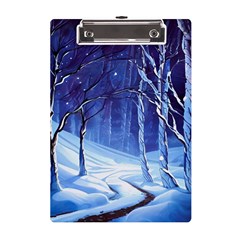 Landscape Outdoors Greeting Card Snow Forest Woods Nature Path Trail Santa s Village A5 Acrylic Clipboard by Posterlux