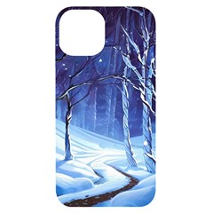 Landscape Outdoors Greeting Card Snow Forest Woods Nature Path Trail Santa s Village Iphone 14 Black Uv Print Case