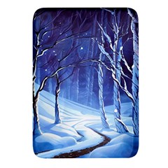 Landscape Outdoors Greeting Card Snow Forest Woods Nature Path Trail Santa s Village Rectangular Glass Fridge Magnet (4 Pack) by Posterlux