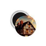 Village House Cottage Medieval Timber Tudor Split timber Frame Architecture Town Twilight Chimney 1.75  Magnets Front