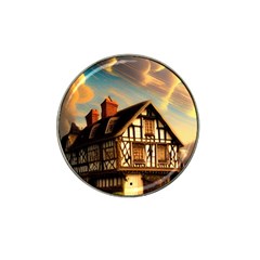 Village House Cottage Medieval Timber Tudor Split Timber Frame Architecture Town Twilight Chimney Hat Clip Ball Marker (10 Pack) by Posterlux