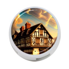 Village House Cottage Medieval Timber Tudor Split Timber Frame Architecture Town Twilight Chimney 4-port Usb Hub (two Sides) by Posterlux