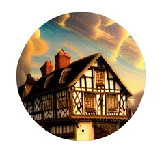 Village House Cottage Medieval Timber Tudor Split Timber Frame Architecture Town Twilight Chimney Mini Round Pill Box (pack Of 3) by Posterlux