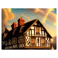 Village House Cottage Medieval Timber Tudor Split Timber Frame Architecture Town Twilight Chimney Two Sides Premium Plush Fleece Blanket (baby Size) by Posterlux