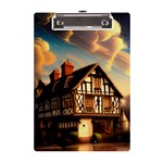 Village House Cottage Medieval Timber Tudor Split timber Frame Architecture Town Twilight Chimney A5 Acrylic Clipboard Front