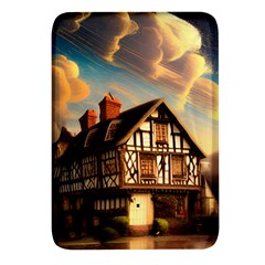 Village House Cottage Medieval Timber Tudor Split Timber Frame Architecture Town Twilight Chimney Rectangular Glass Fridge Magnet (4 Pack) by Posterlux