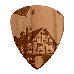 Village House Cottage Medieval Timber Tudor Split Timber Frame Architecture Town Twilight Chimney Wood Guitar Pick (set Of 10) by Posterlux