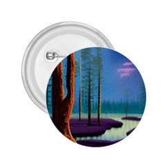 Artwork Outdoors Night Trees Setting Scene Forest Woods Light Moonlight Nature 2 25  Buttons