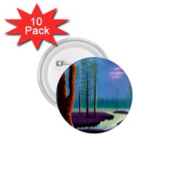 Artwork Outdoors Night Trees Setting Scene Forest Woods Light Moonlight Nature 1 75  Buttons (10 Pack) by Posterlux