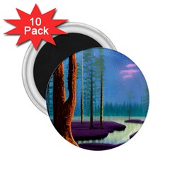 Artwork Outdoors Night Trees Setting Scene Forest Woods Light Moonlight Nature 2 25  Magnets (10 Pack) 