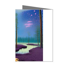 Artwork Outdoors Night Trees Setting Scene Forest Woods Light Moonlight Nature Mini Greeting Cards (pkg Of 8)