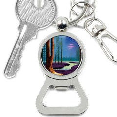 Artwork Outdoors Night Trees Setting Scene Forest Woods Light Moonlight Nature Bottle Opener Key Chain by Posterlux