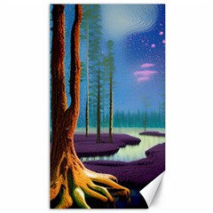 Artwork Outdoors Night Trees Setting Scene Forest Woods Light Moonlight Nature Canvas 40  X 72  by Posterlux