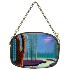 Artwork Outdoors Night Trees Setting Scene Forest Woods Light Moonlight Nature Chain Purse (one Side) by Posterlux