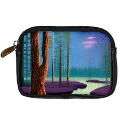 Artwork Outdoors Night Trees Setting Scene Forest Woods Light Moonlight Nature Digital Camera Leather Case by Posterlux