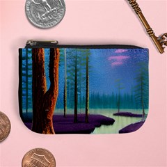 Artwork Outdoors Night Trees Setting Scene Forest Woods Light Moonlight Nature Mini Coin Purse