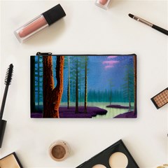 Artwork Outdoors Night Trees Setting Scene Forest Woods Light Moonlight Nature Cosmetic Bag (small) by Posterlux