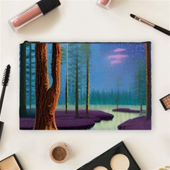 Artwork Outdoors Night Trees Setting Scene Forest Woods Light Moonlight Nature Cosmetic Bag (large)