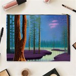 Artwork Outdoors Night Trees Setting Scene Forest Woods Light Moonlight Nature Cosmetic Bag (XL) Back