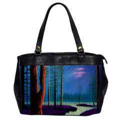 Artwork Outdoors Night Trees Setting Scene Forest Woods Light Moonlight Nature Oversize Office Handbag by Posterlux