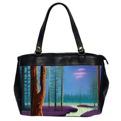 Artwork Outdoors Night Trees Setting Scene Forest Woods Light Moonlight Nature Oversize Office Handbag (2 Sides)