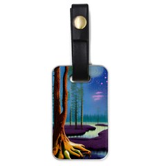 Artwork Outdoors Night Trees Setting Scene Forest Woods Light Moonlight Nature Luggage Tag (one Side)